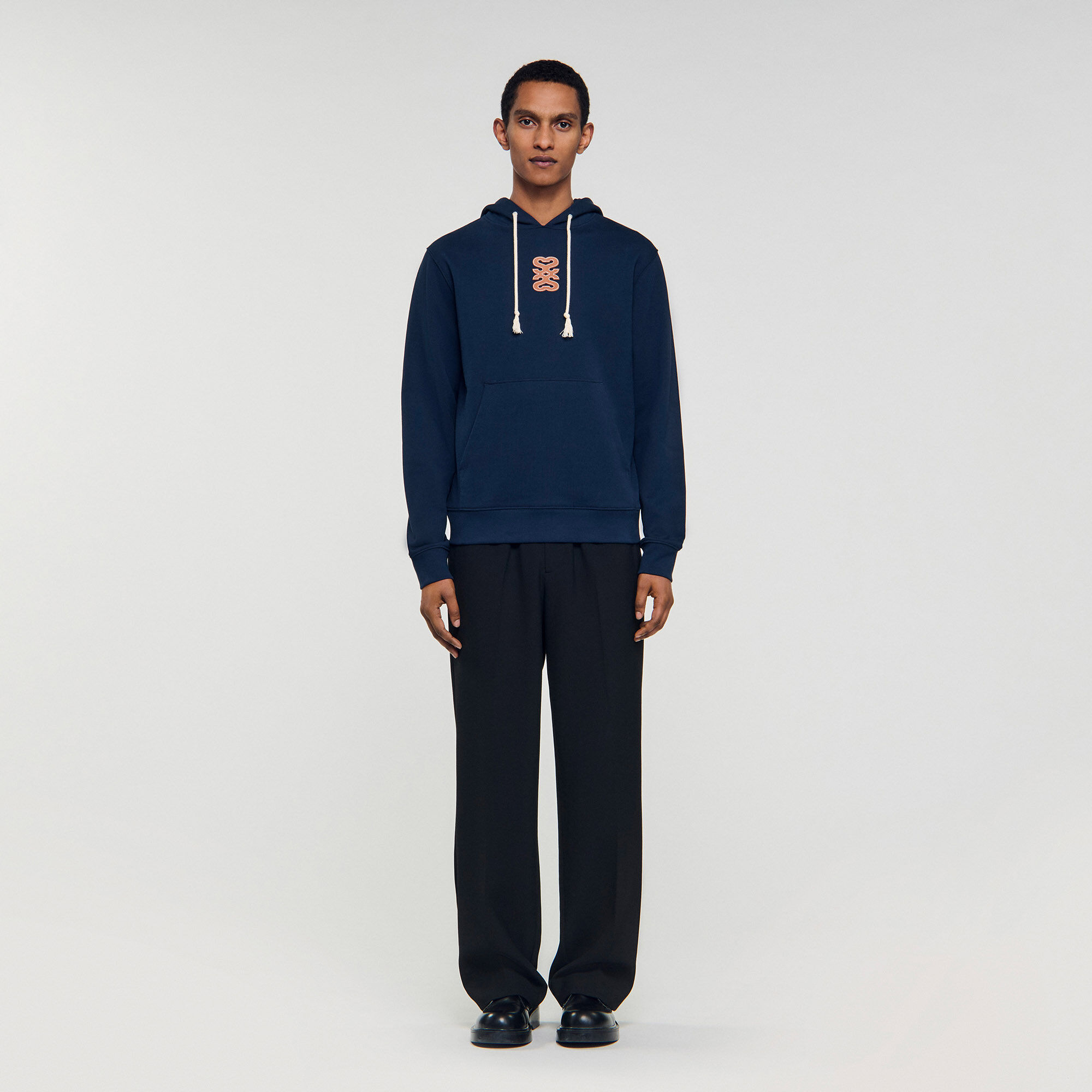 Sweatshirt à patch en cuir