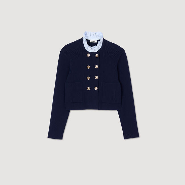 Cardigan à col volanté amovible