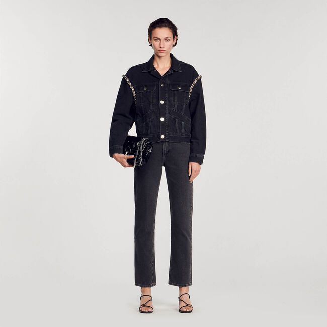 Veste en jean oversize strassée