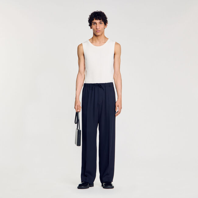 Pantalon large élastiqué