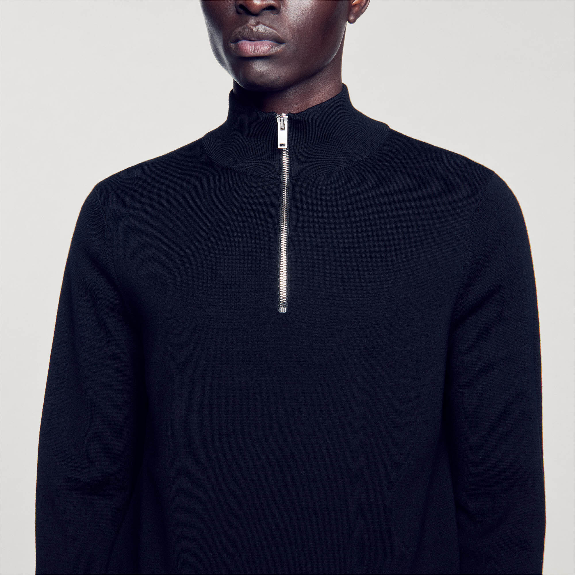 Pull en laine à col zippé