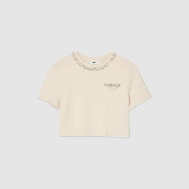T-shirt à détails strassés