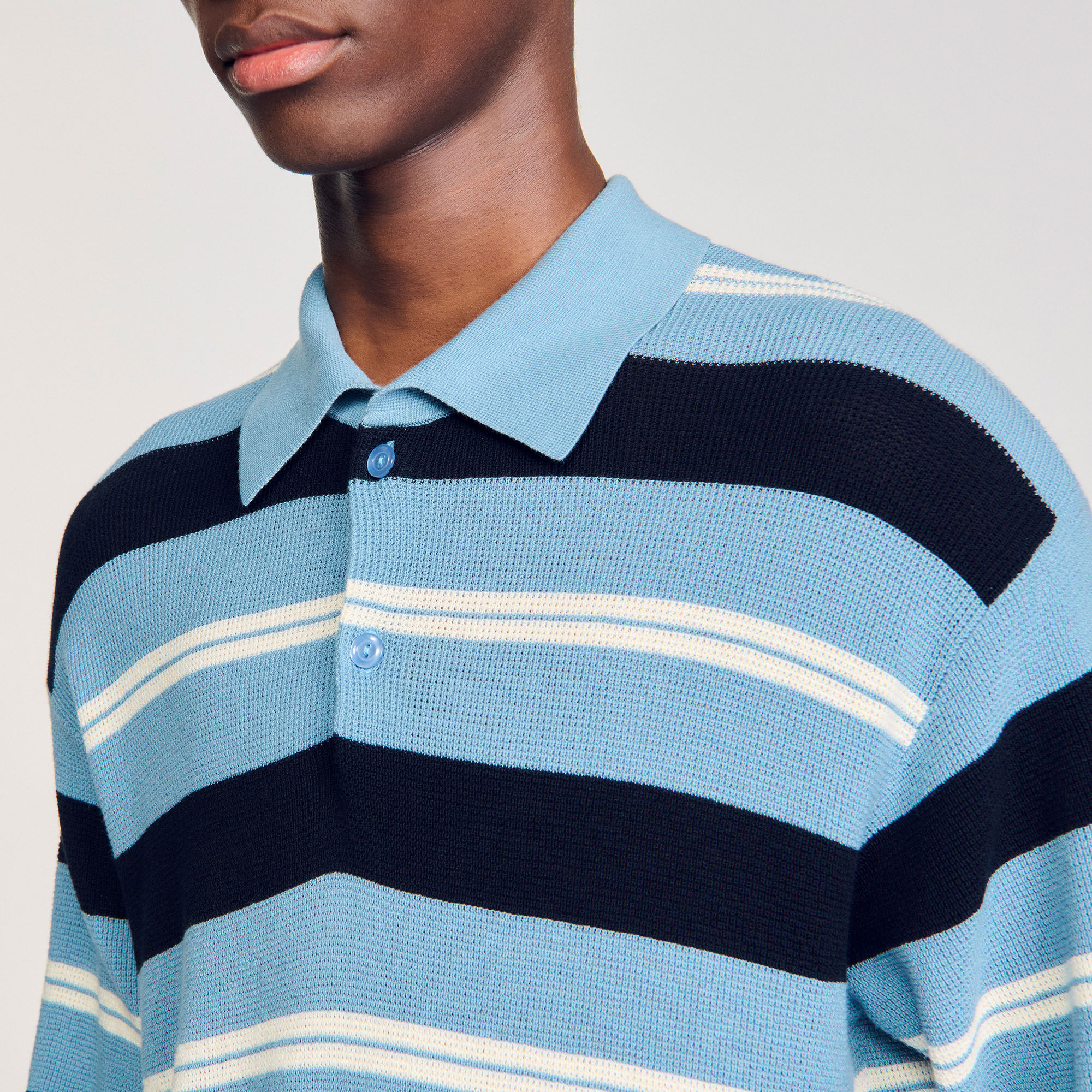 Polo rayé en maille