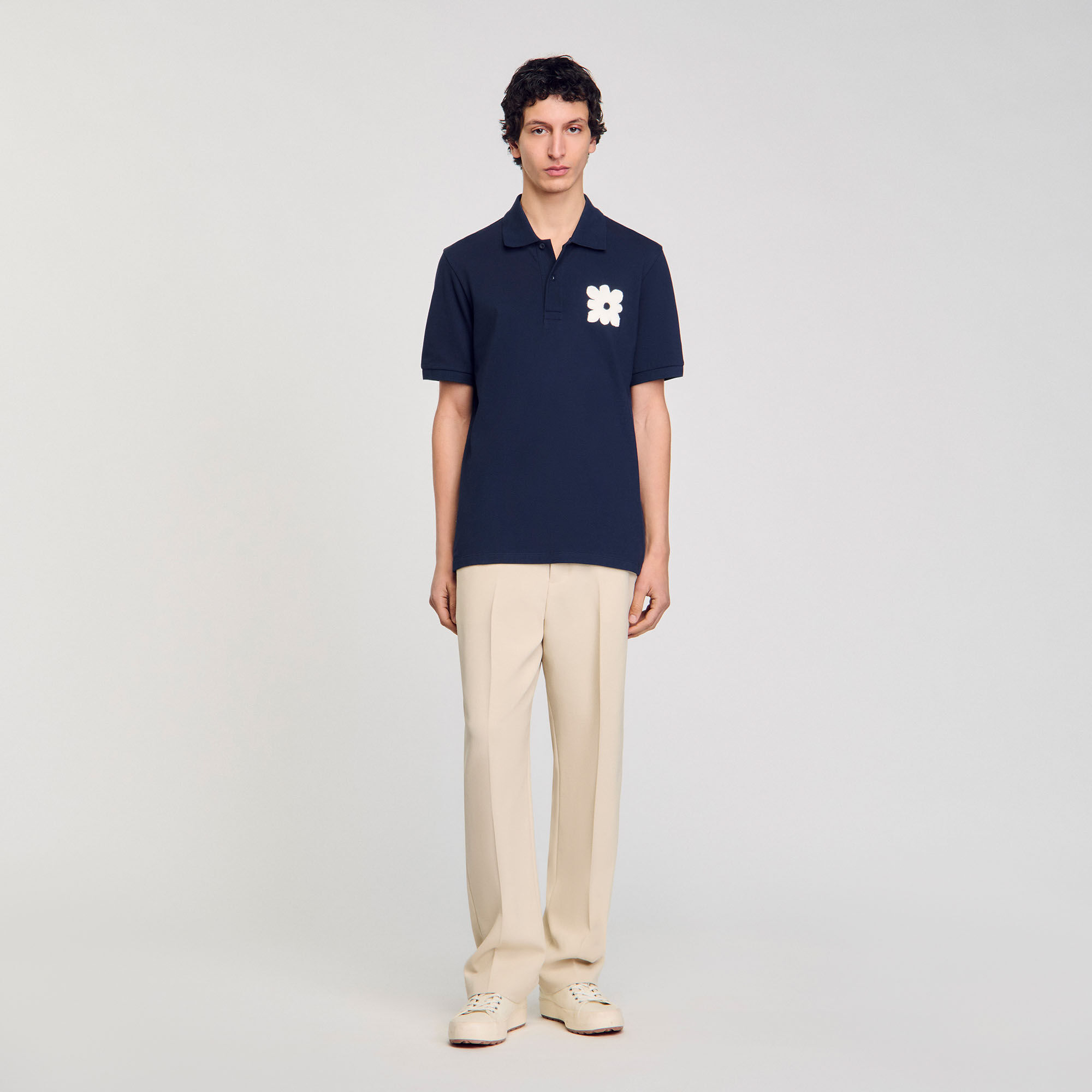 Polo à patch fleur