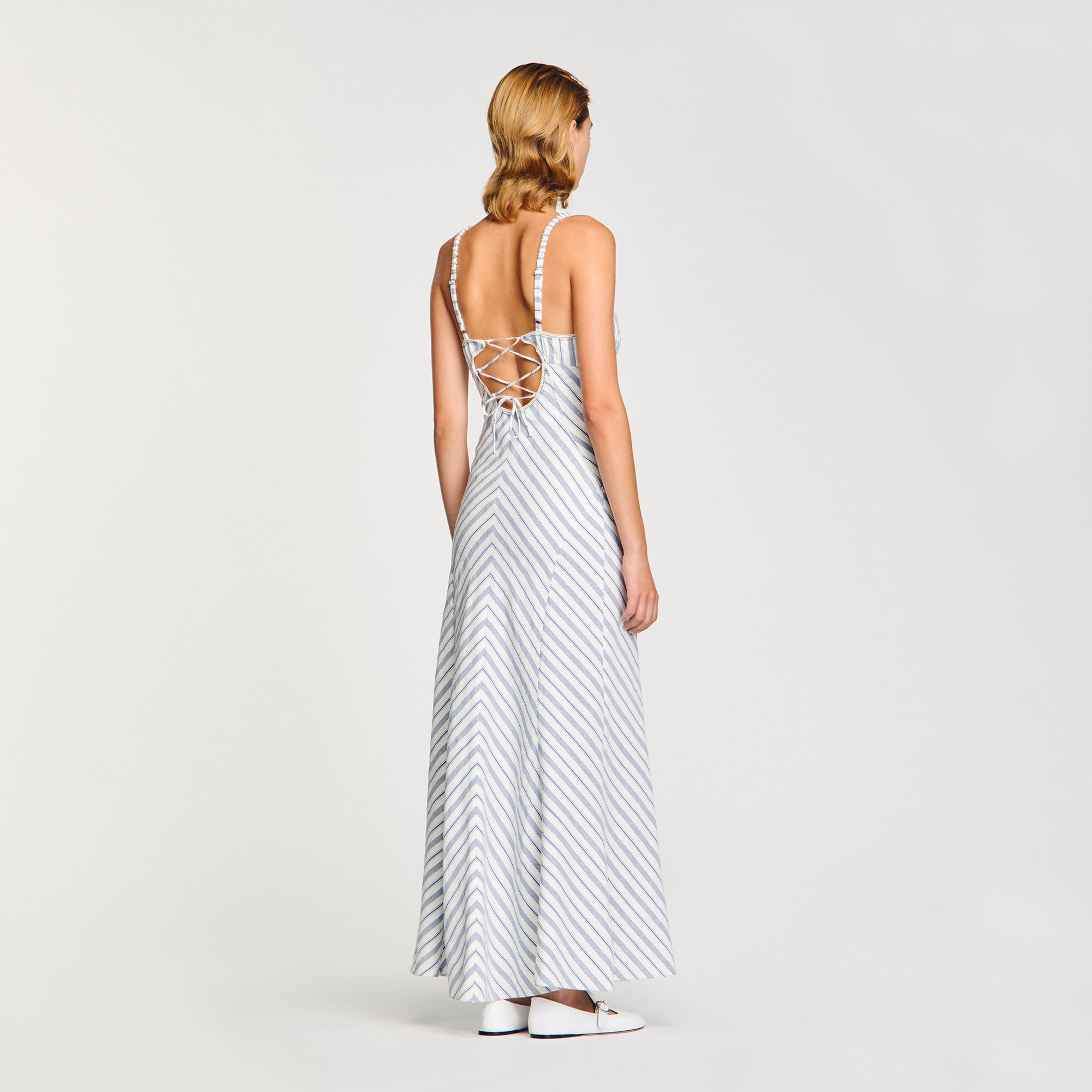 Robe longue rayée à bretelles