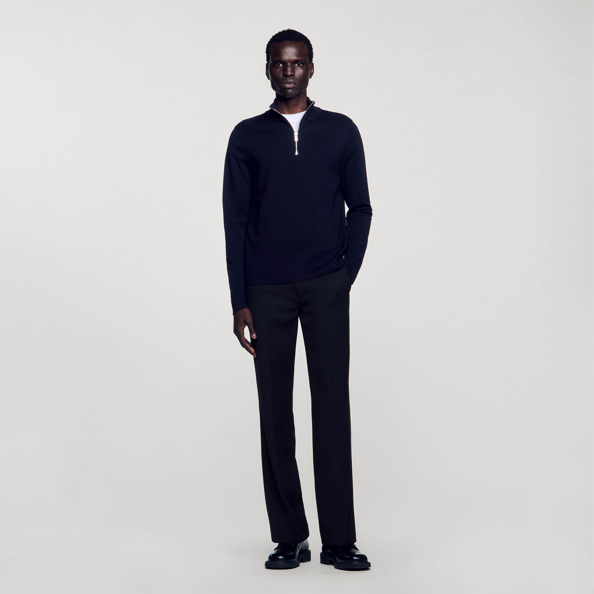 Pull en laine à col zippé