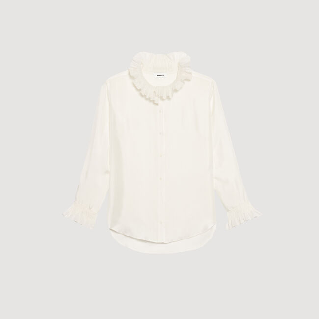 Chemise en soie à col froncé