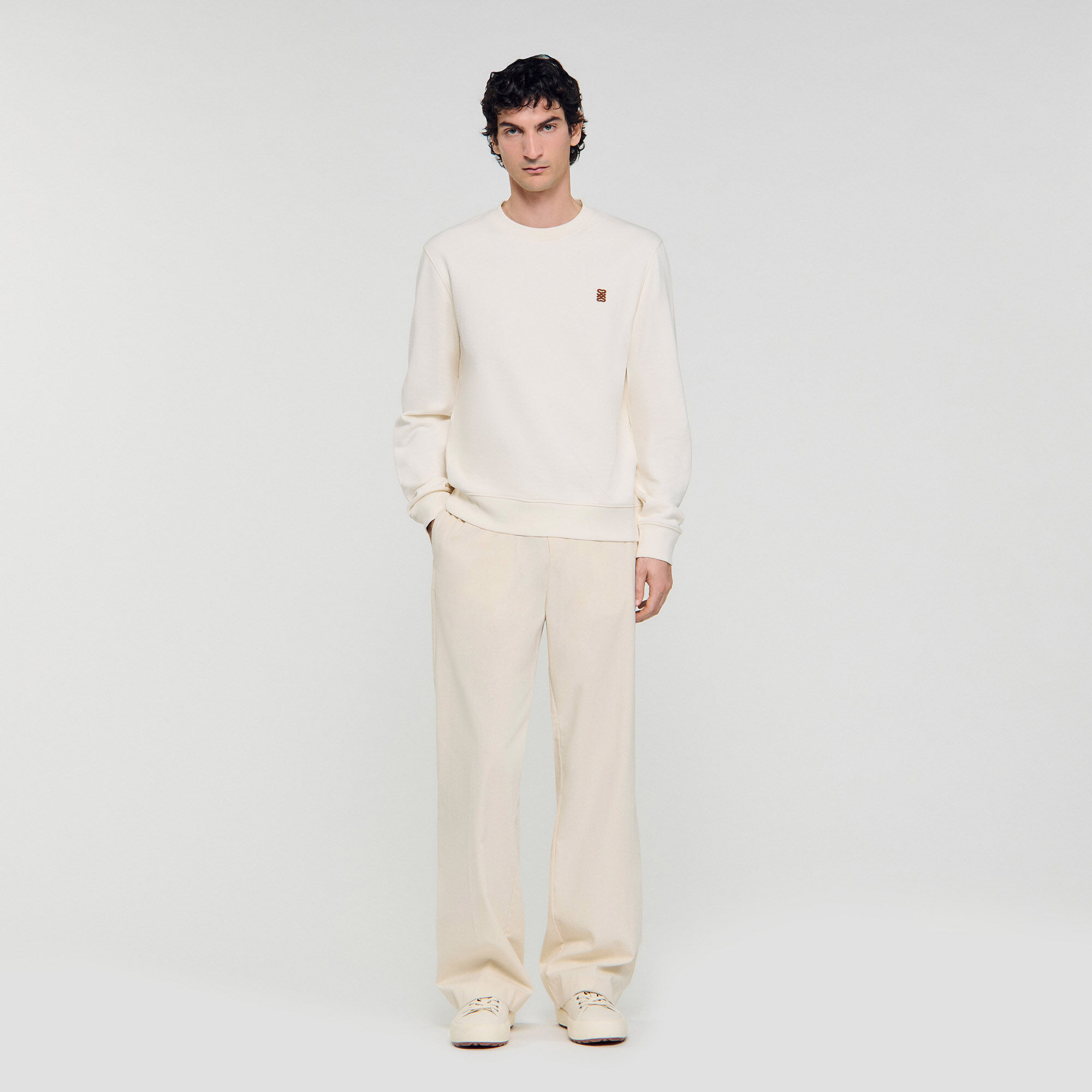 Sweat oversize à patch en cuir