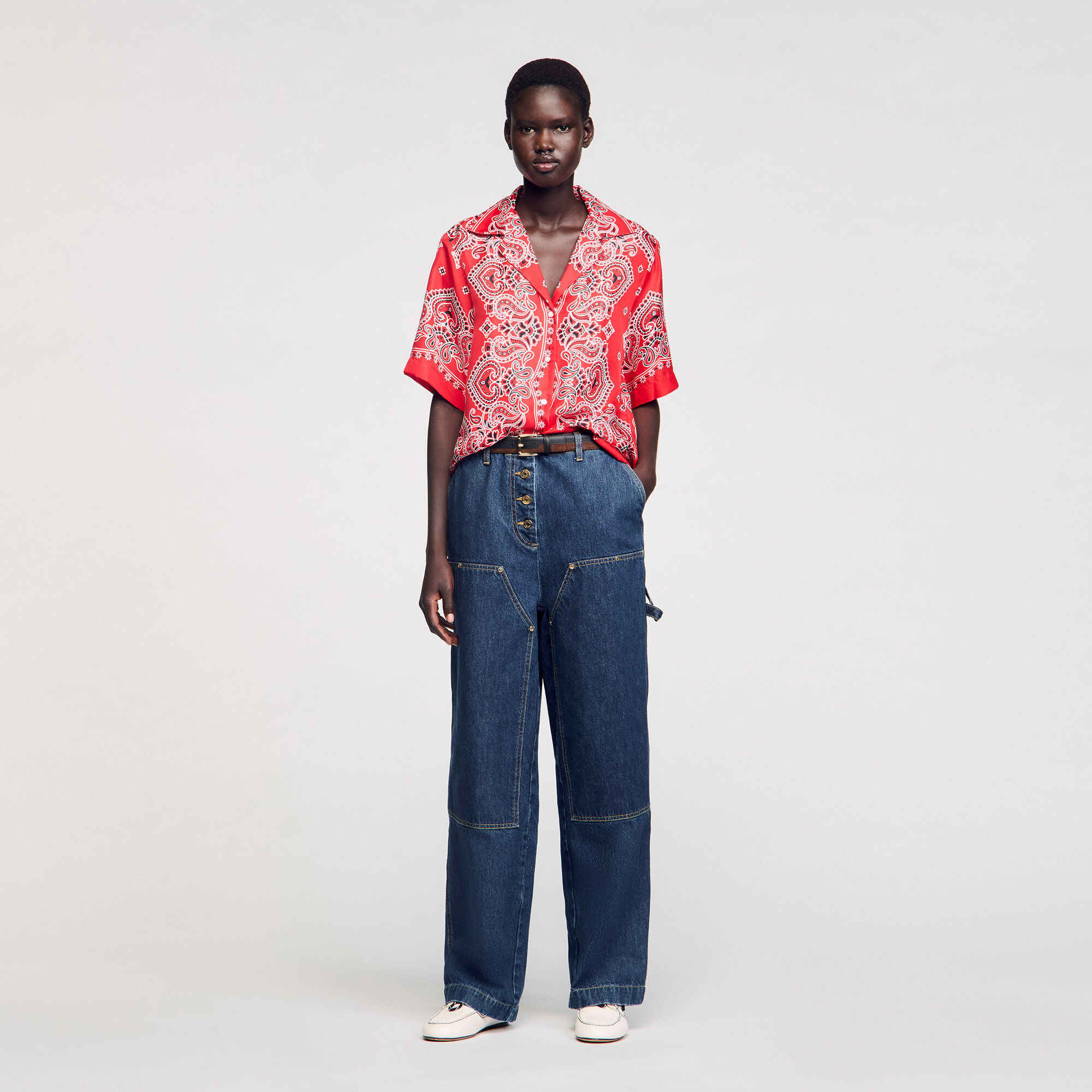 Chemise en soie à imprimé bandana