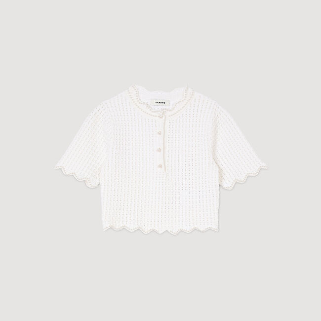 Pull court en maille perlée