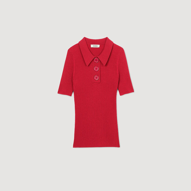 Polo en maille côtelée