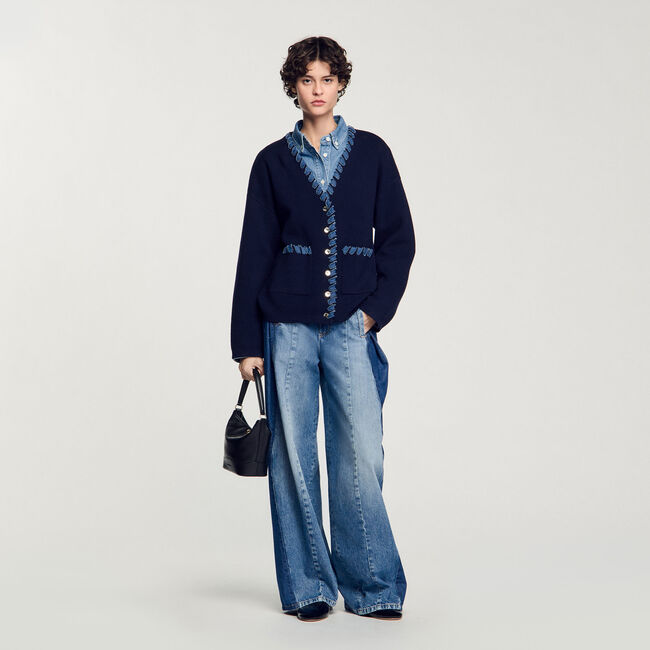 Cardigan à détails denim 