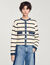 Cardigan rayé à détails denim