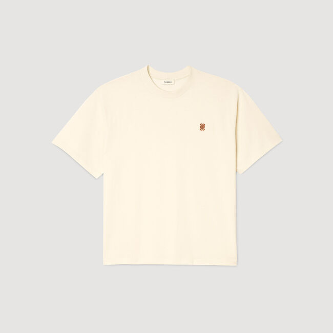 T-shirt à logo en cuir
