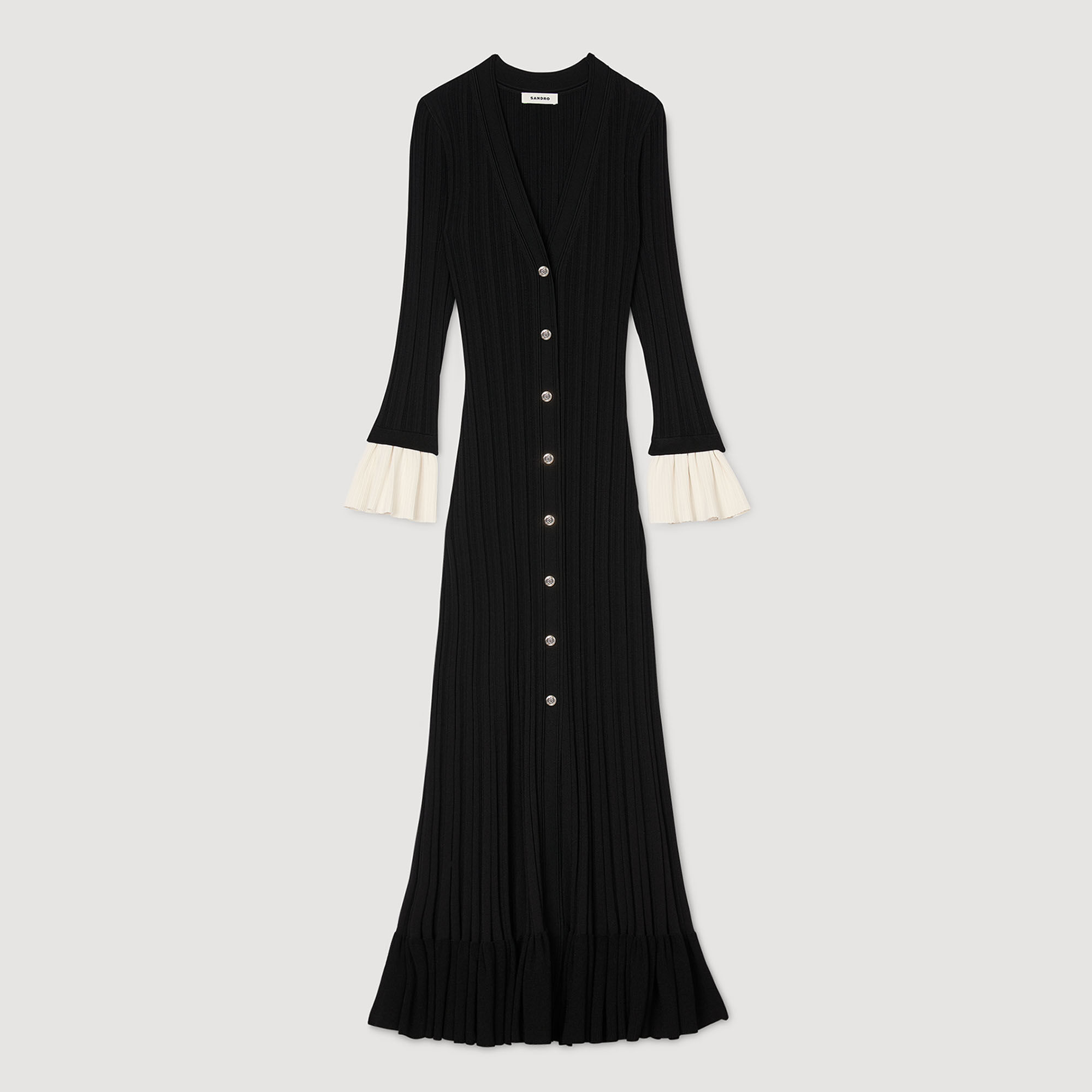 Robe longue en maille avec col V
