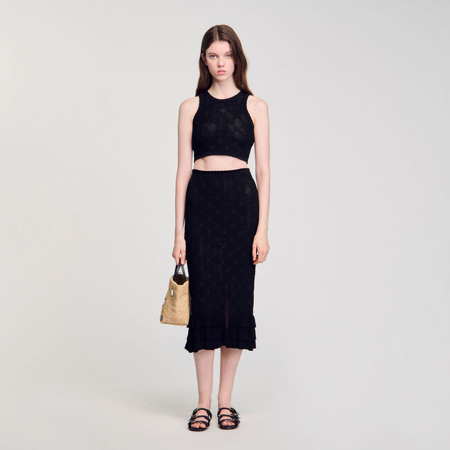 Jupe midi en maille