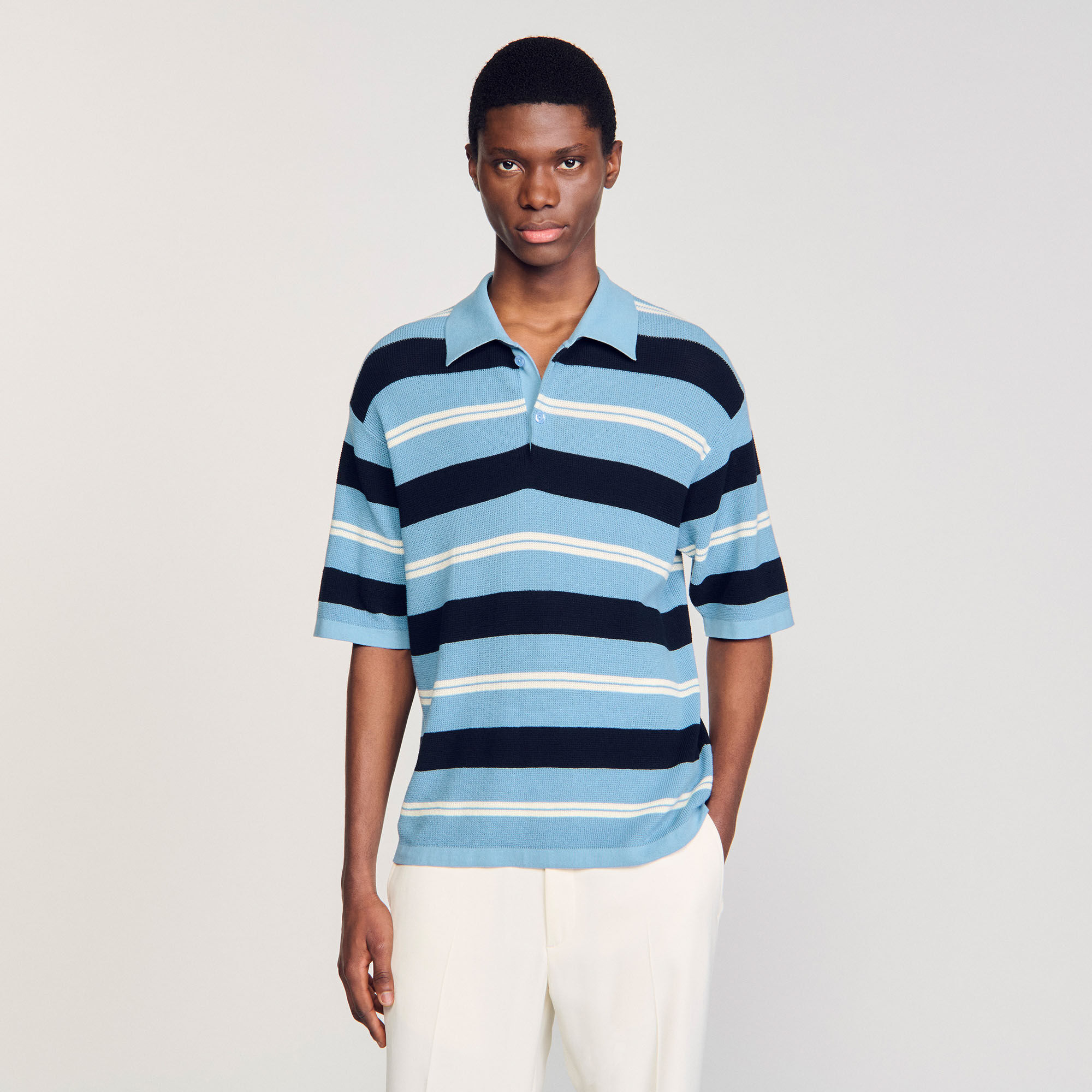 Polo rayé en maille