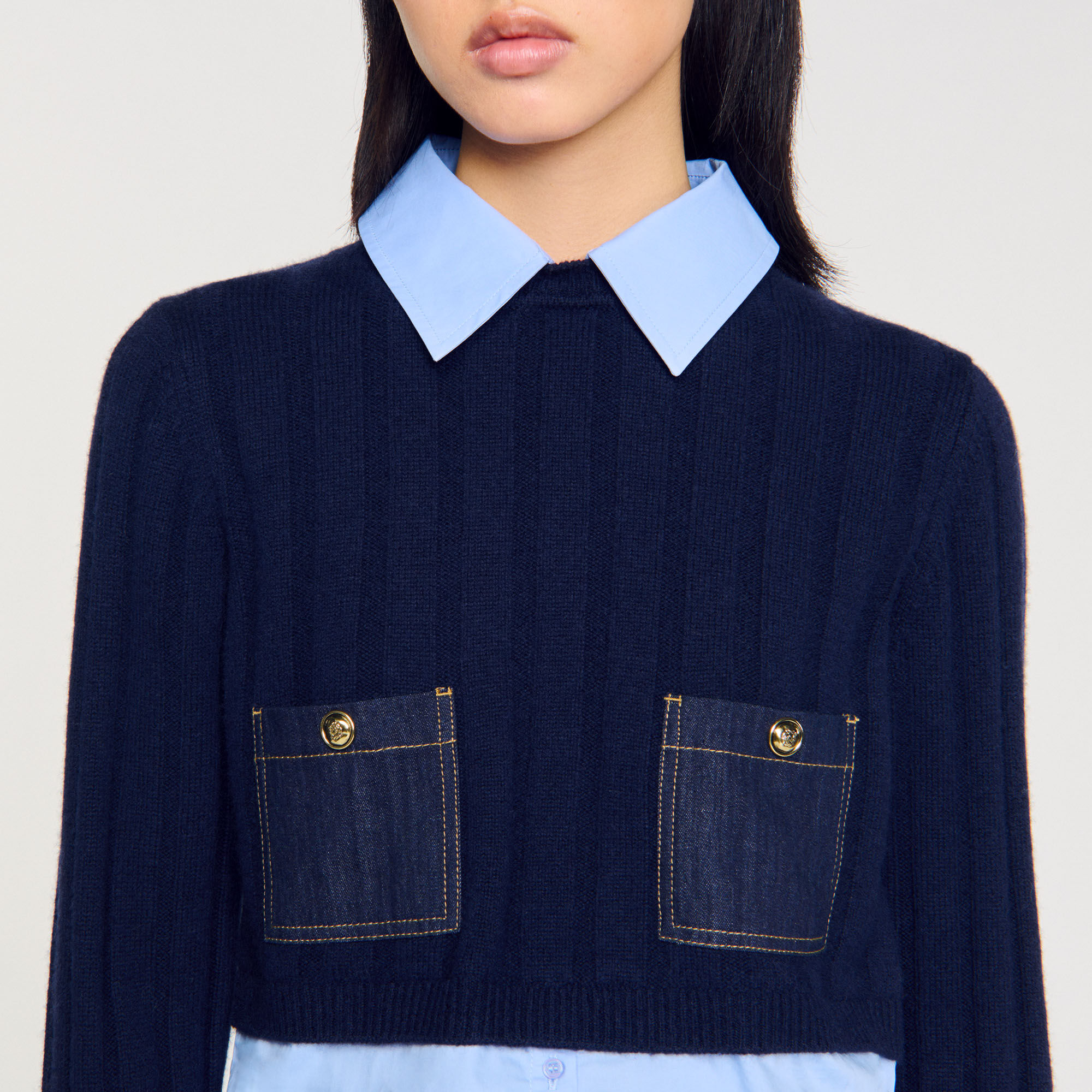 Pull court en laine et cachemire