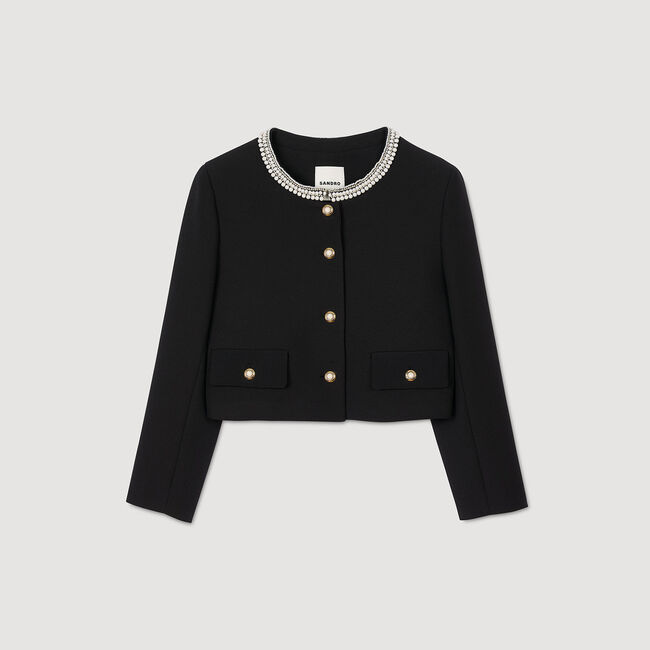 Veste à col perlé