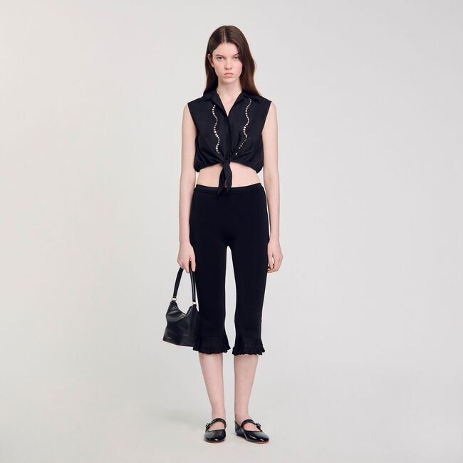 Chemise courte strassée