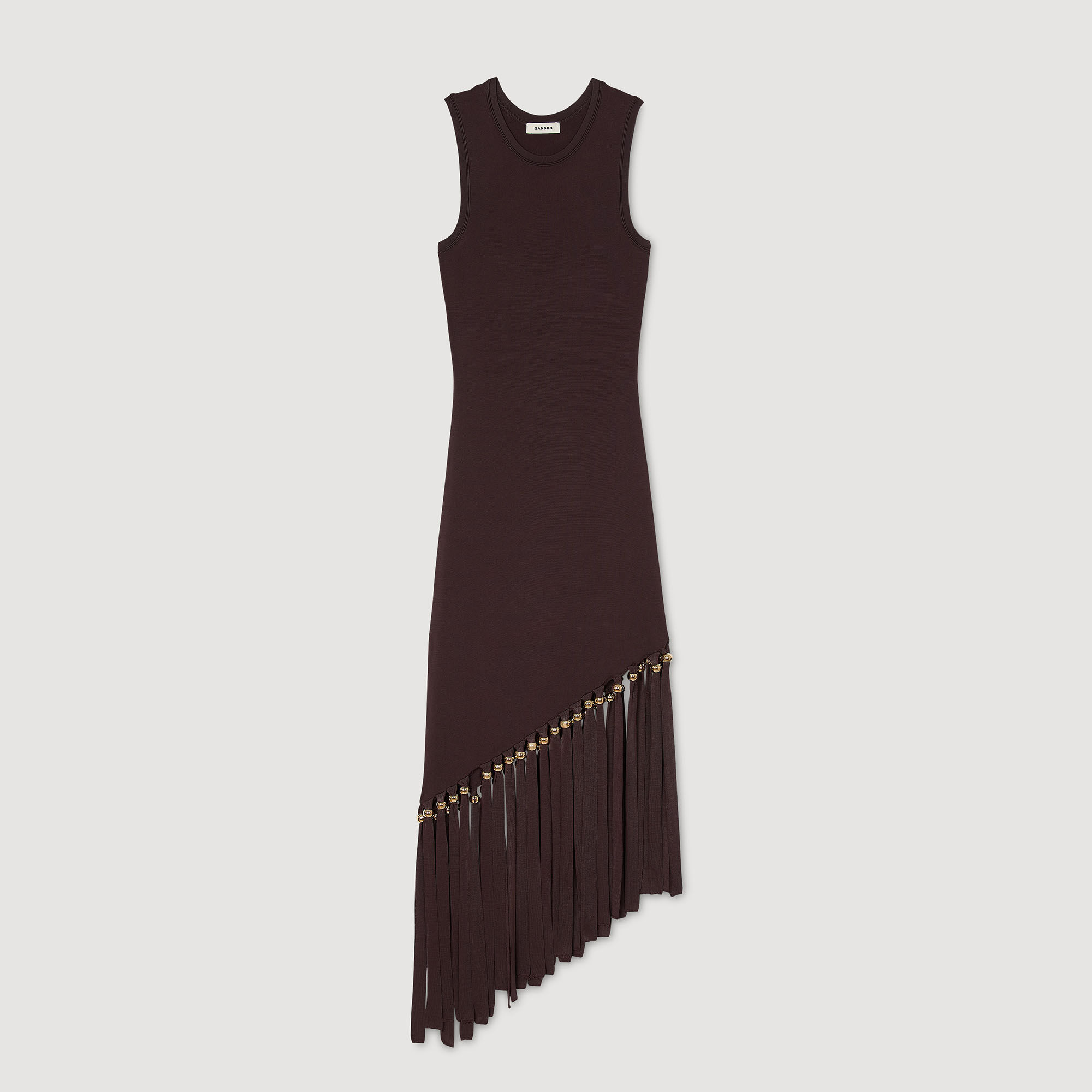 Robe longue frangée et perlée