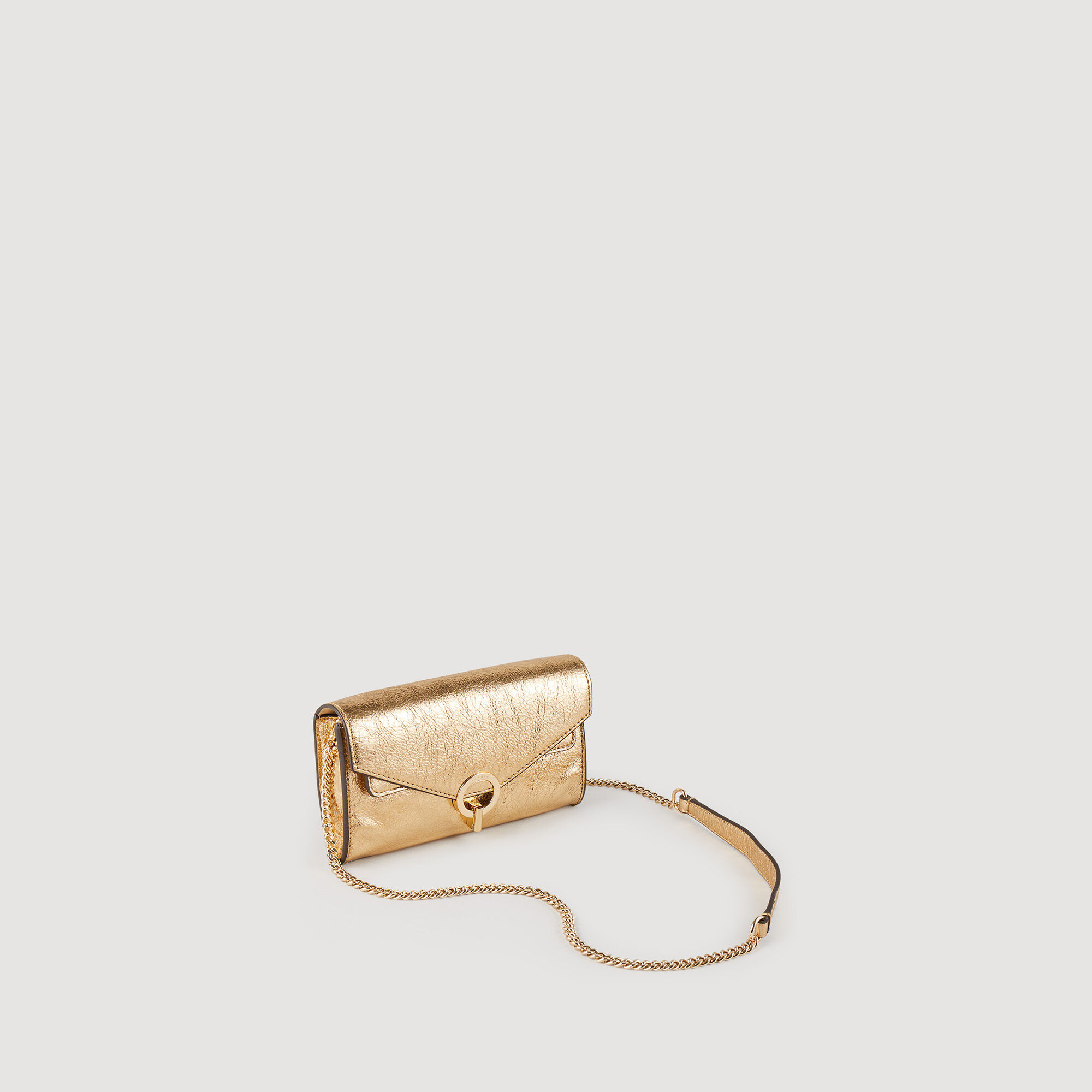 Sac pochette en cuir doré