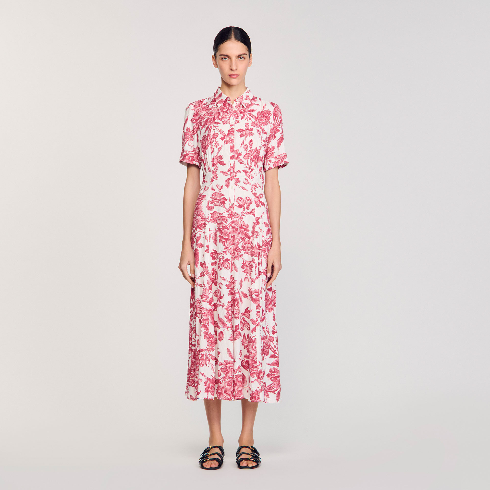 Robe longue chemise à imprimé fleuri
