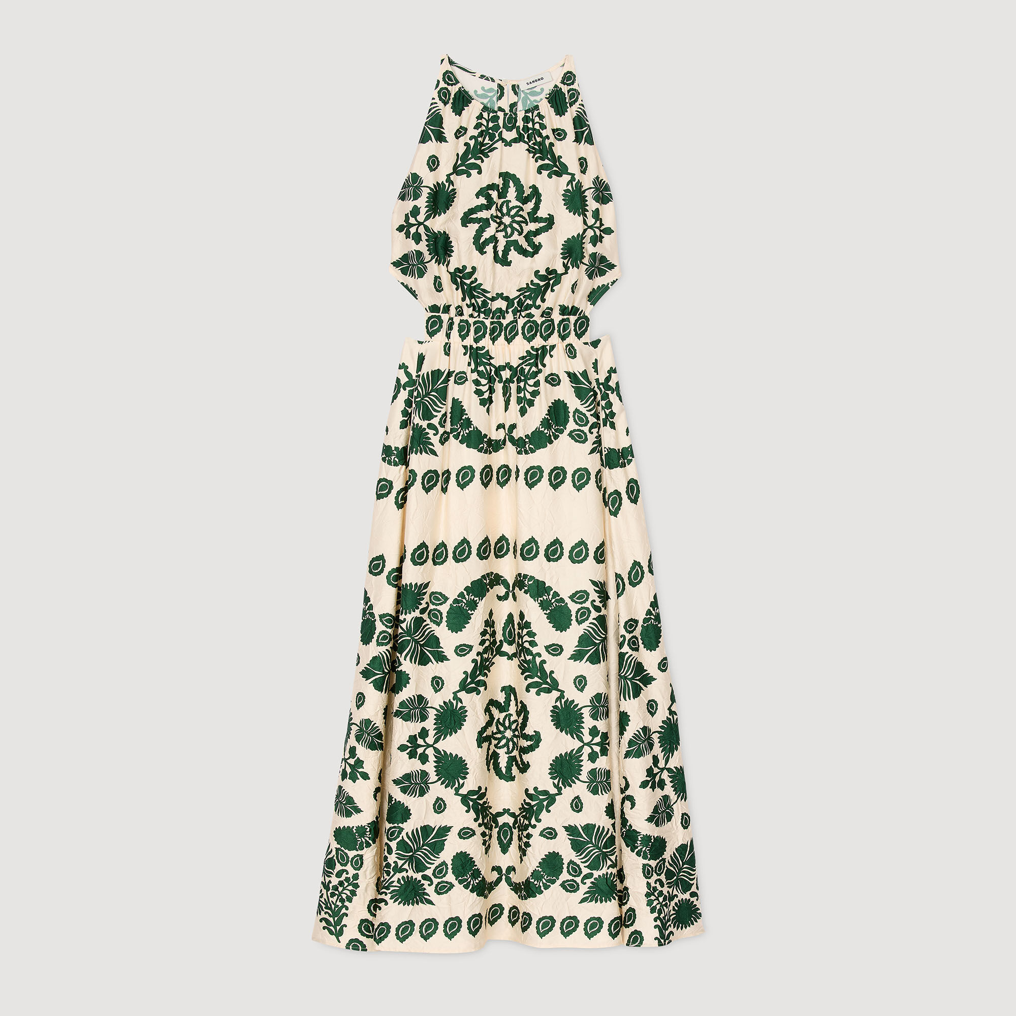 Robe longue à imprimé feuilles