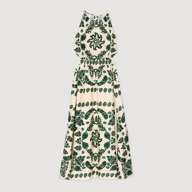 Robe longue à imprimé feuilles