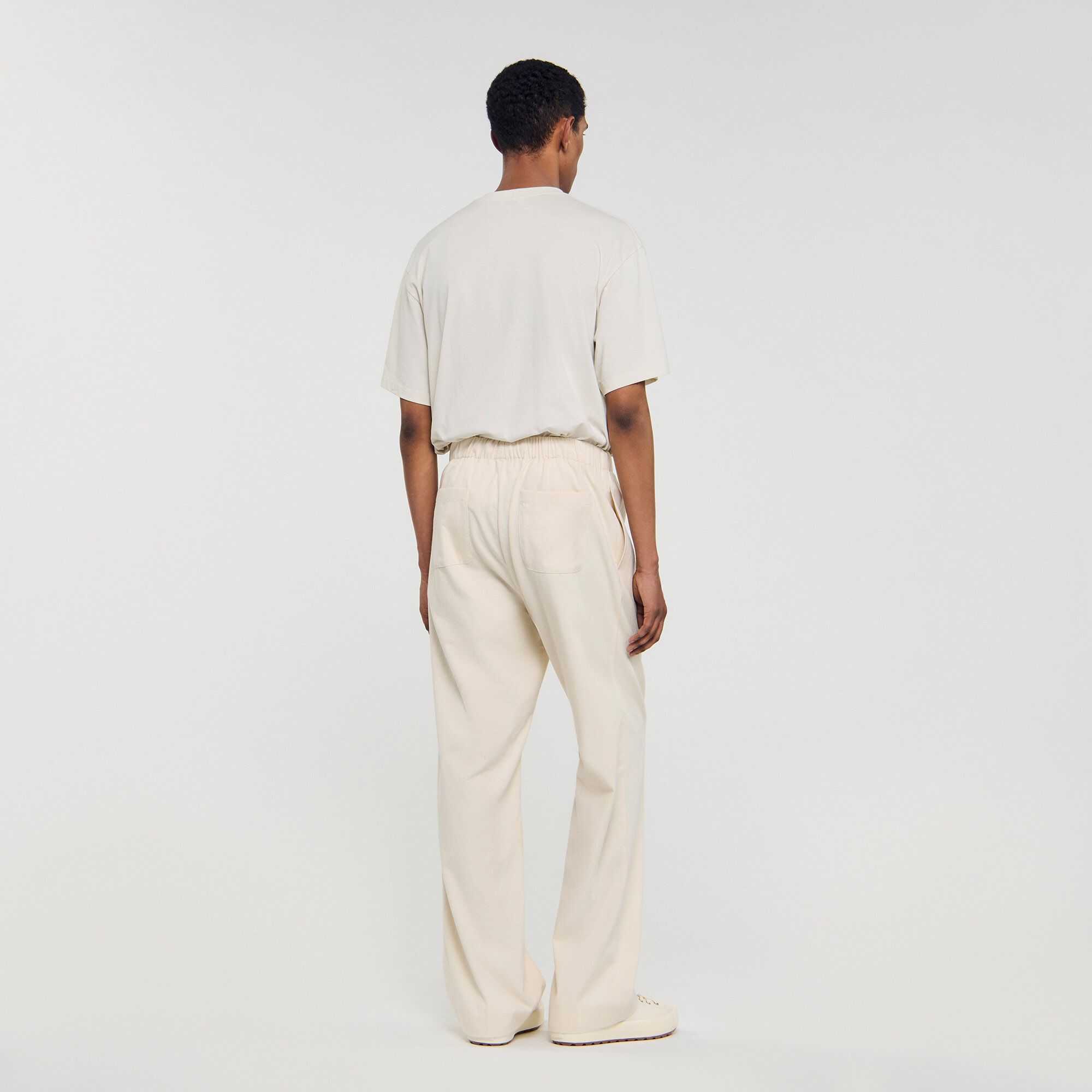 Pantalon large en coton élastiqué