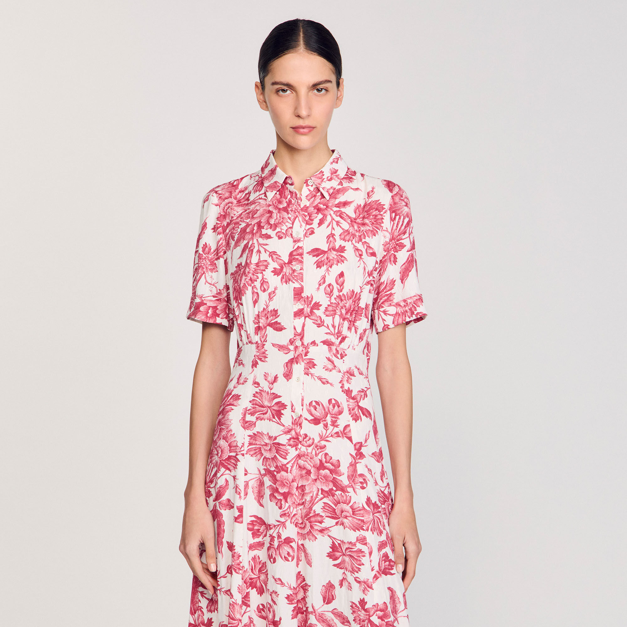 Robe longue chemise à imprimé fleuri