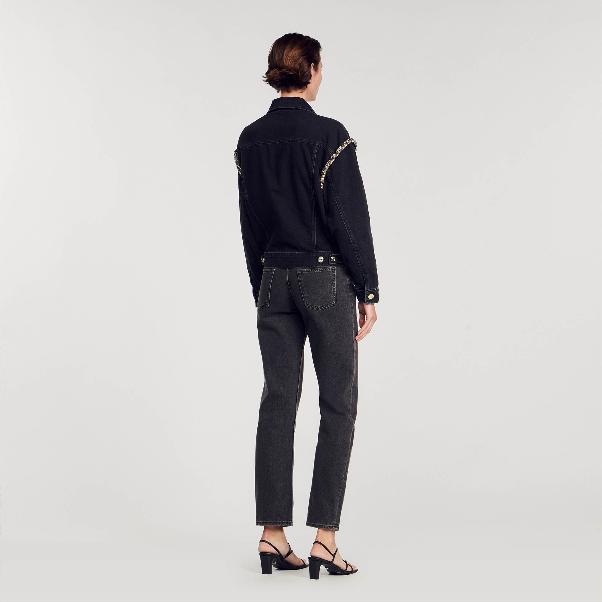 Veste en jean oversize strassée