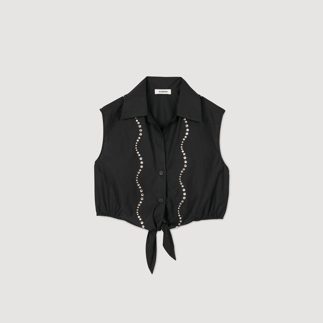 Chemise courte strassée