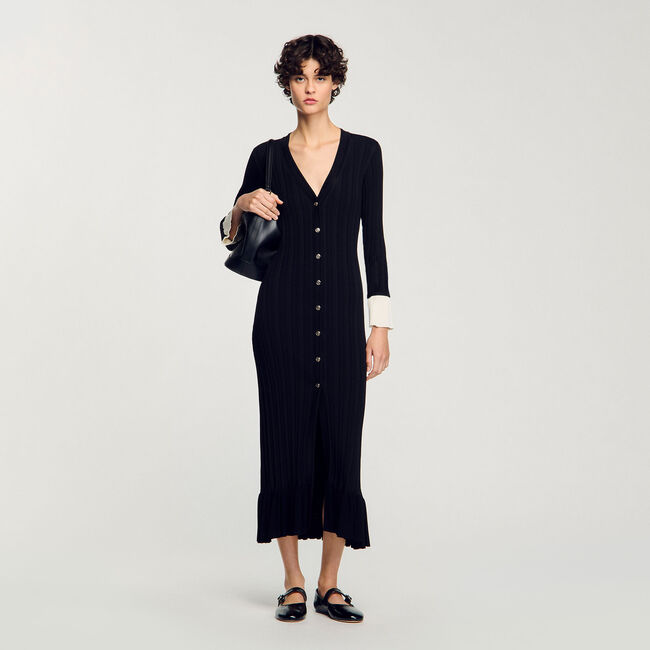 Robe longue en maille bicolore