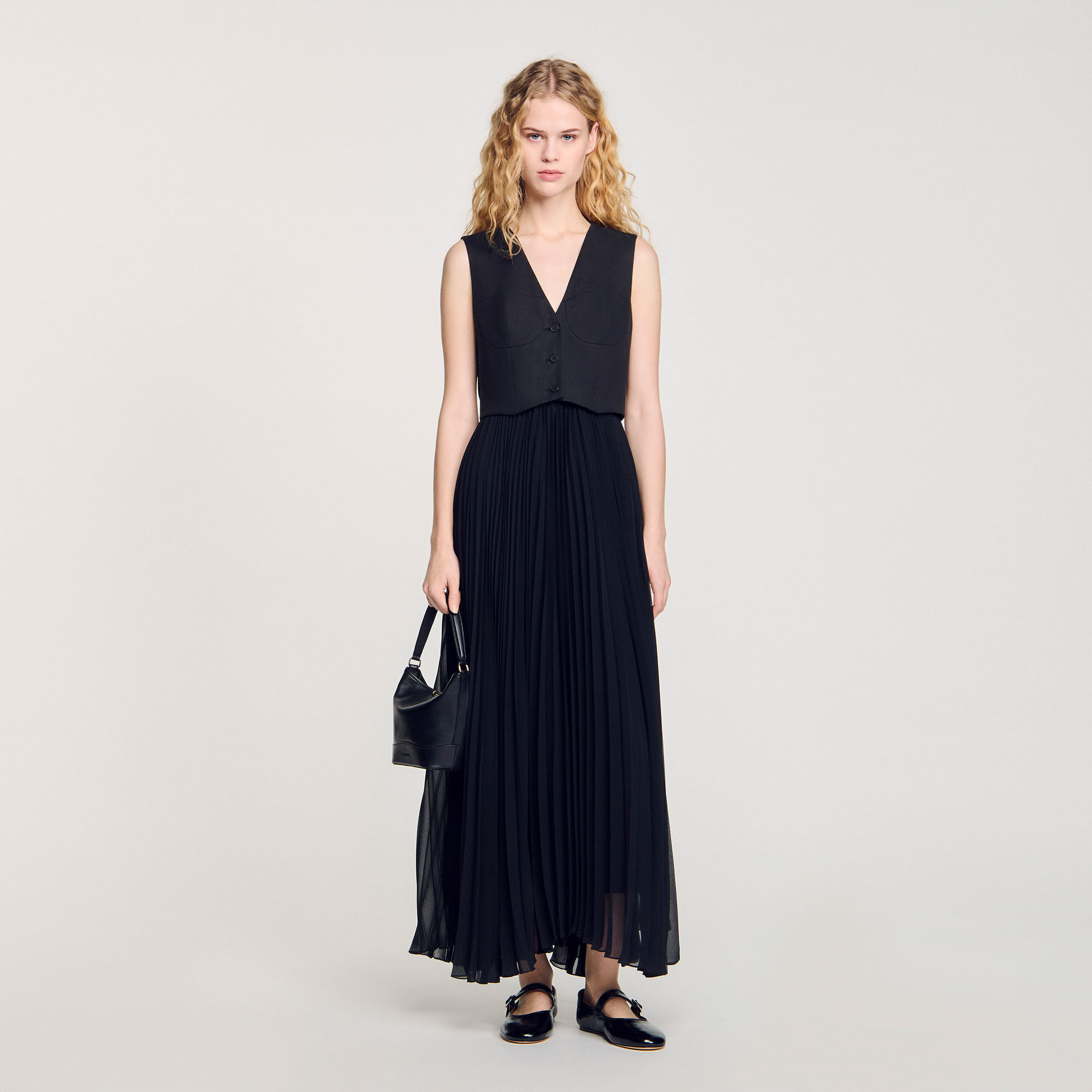 Robe longue plissée