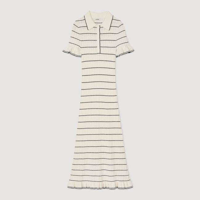 Robe longue en maille à col polo