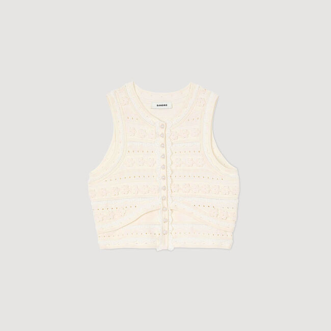 Pull court à détails crochetés