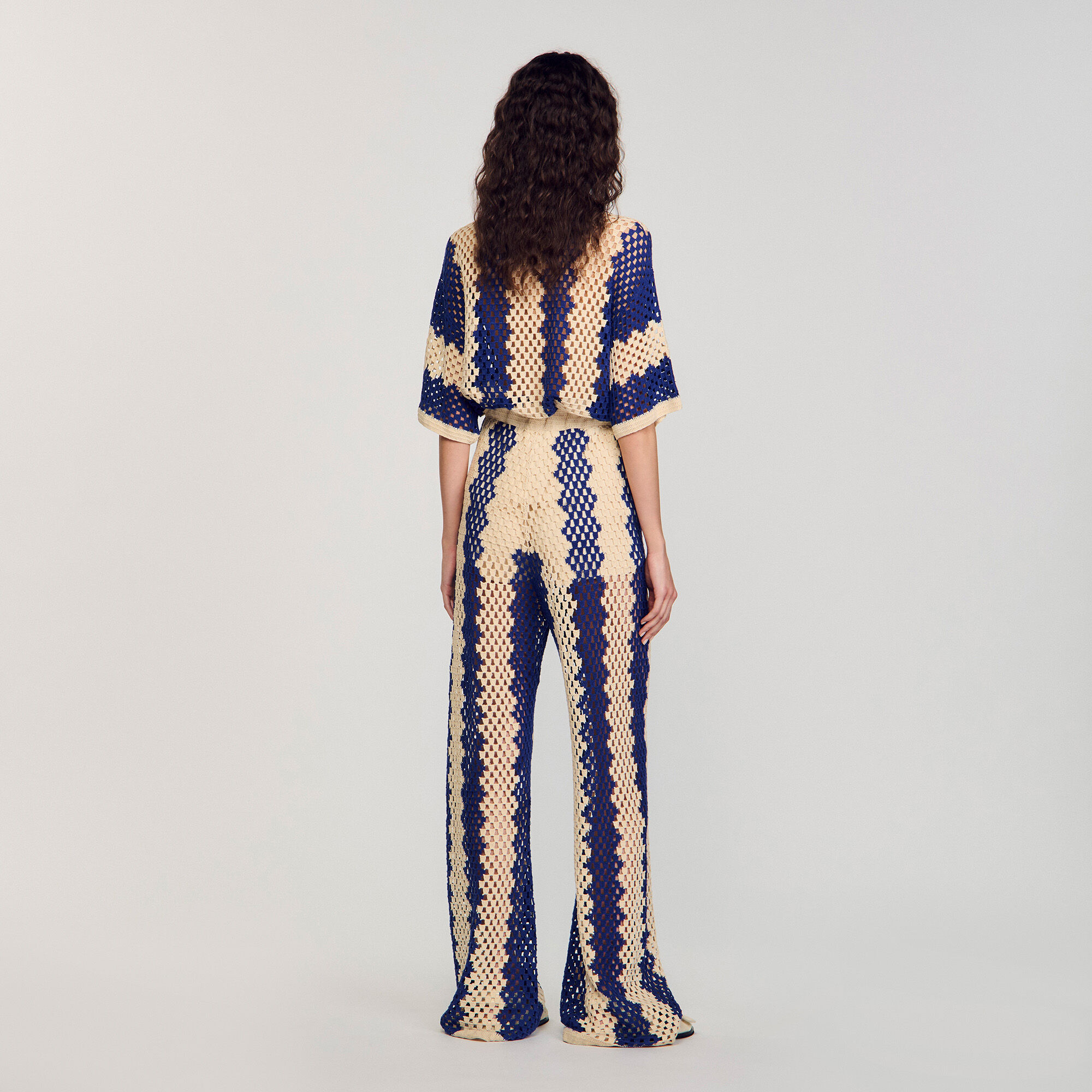 Pantalon en maille bicolore
