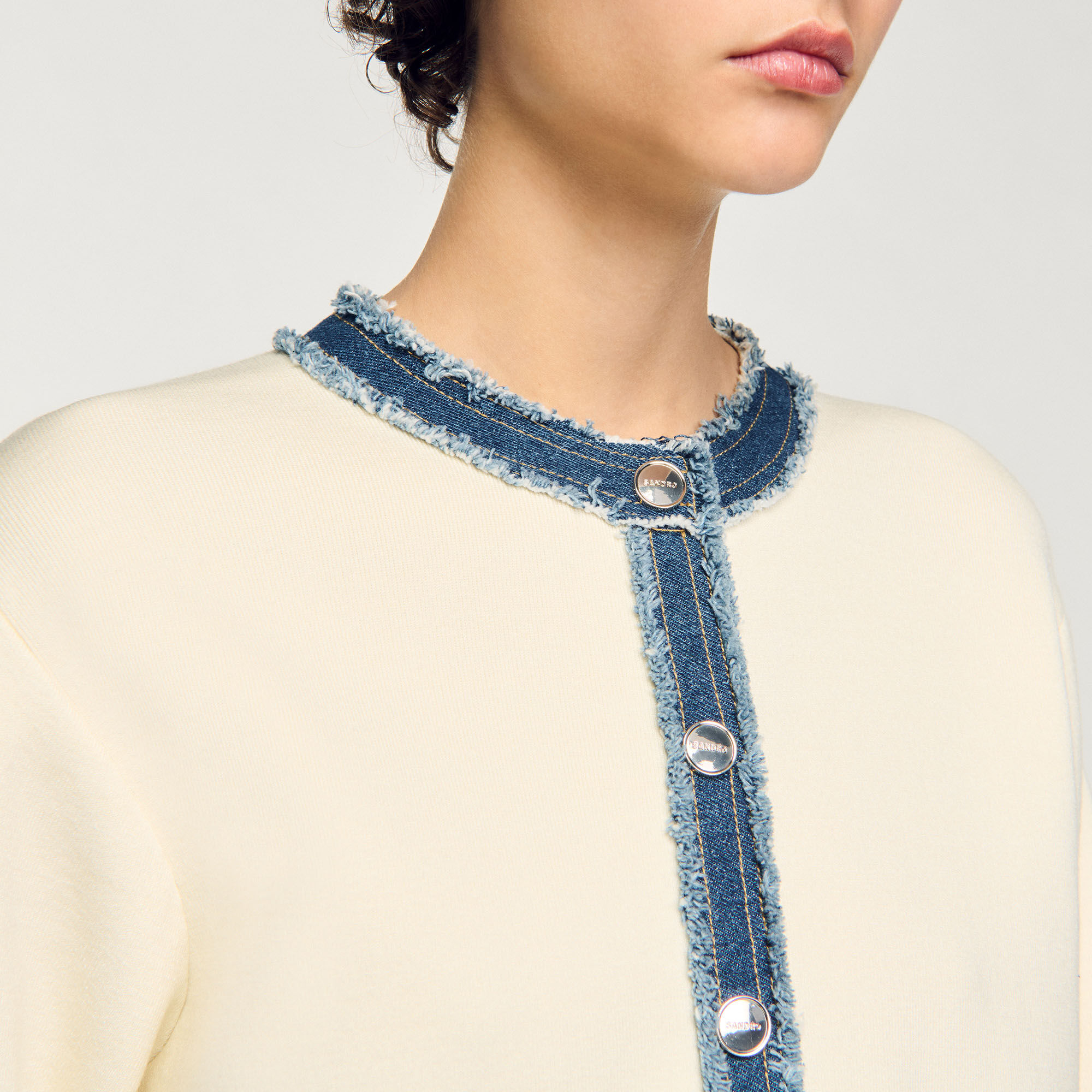Cardigan à détails denim