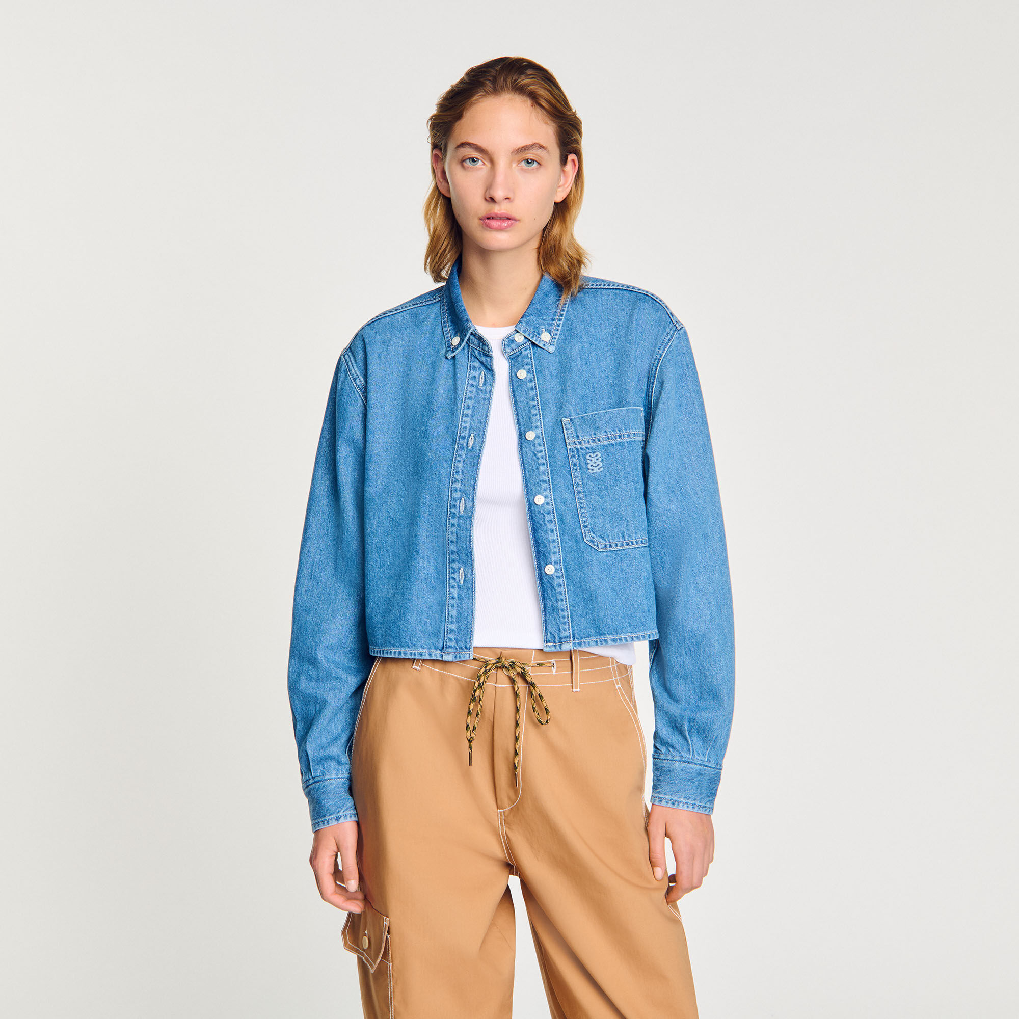 Chemise courte en jean