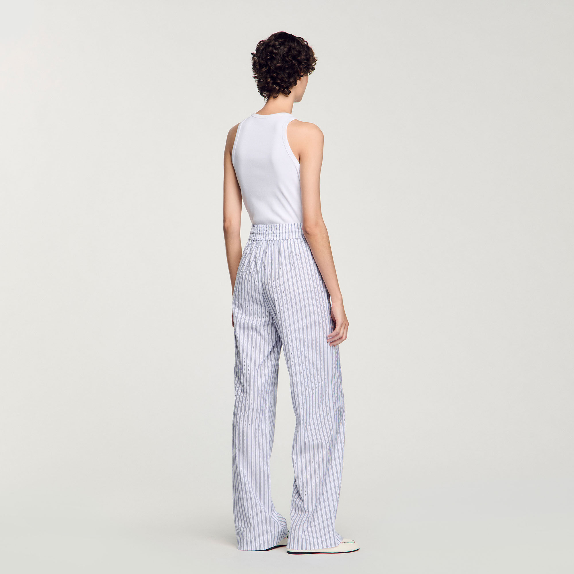 Pantalon à rayures strassé