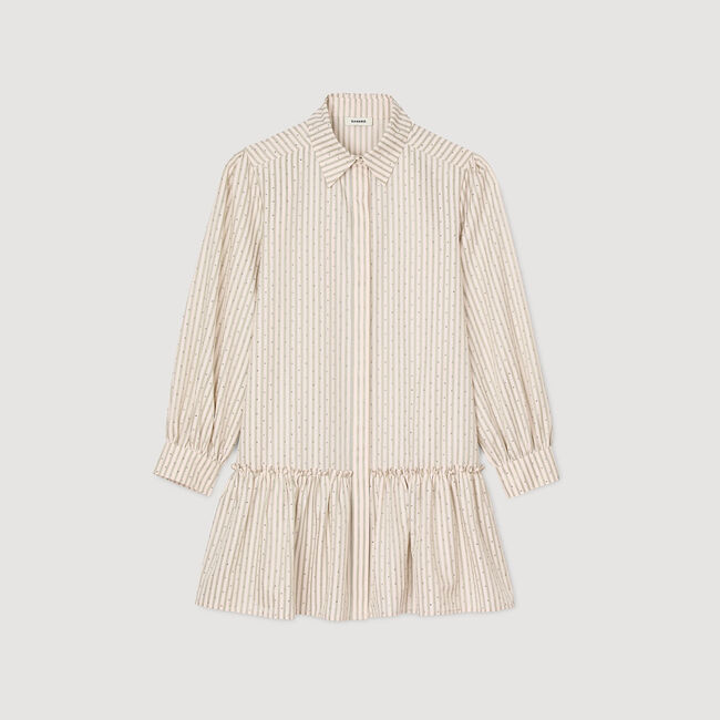 Robe chemise strassée à rayures