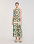 Robe longue à imprimé feuilles