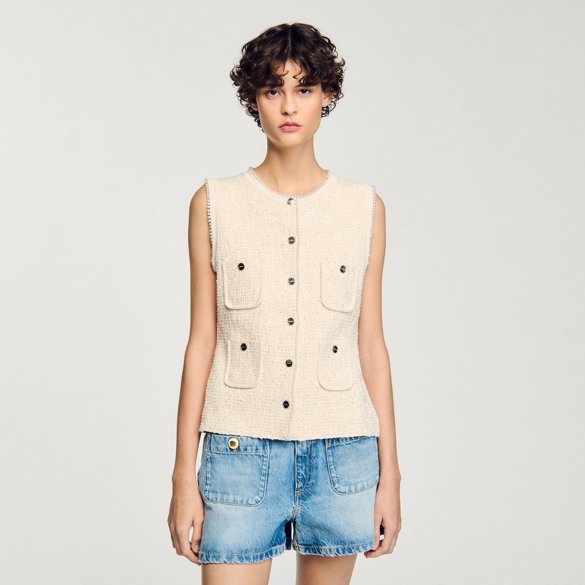 Cardigan en maille tweed