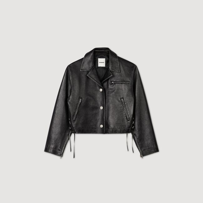 Blouson en cuir vieilli