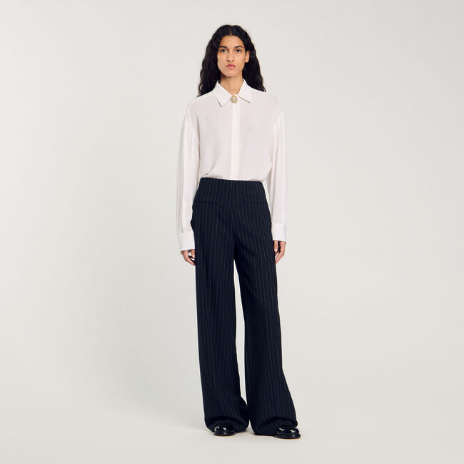 Pantalon large à fines rayures