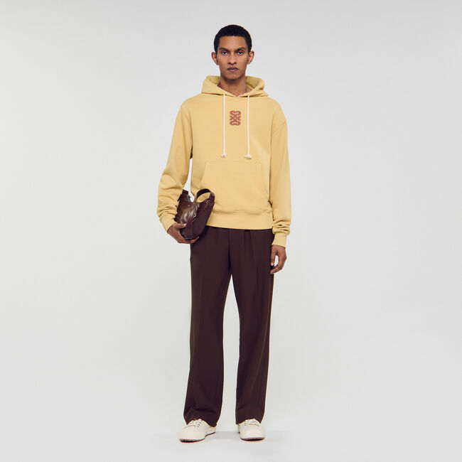Sweatshirt à patch en cuir