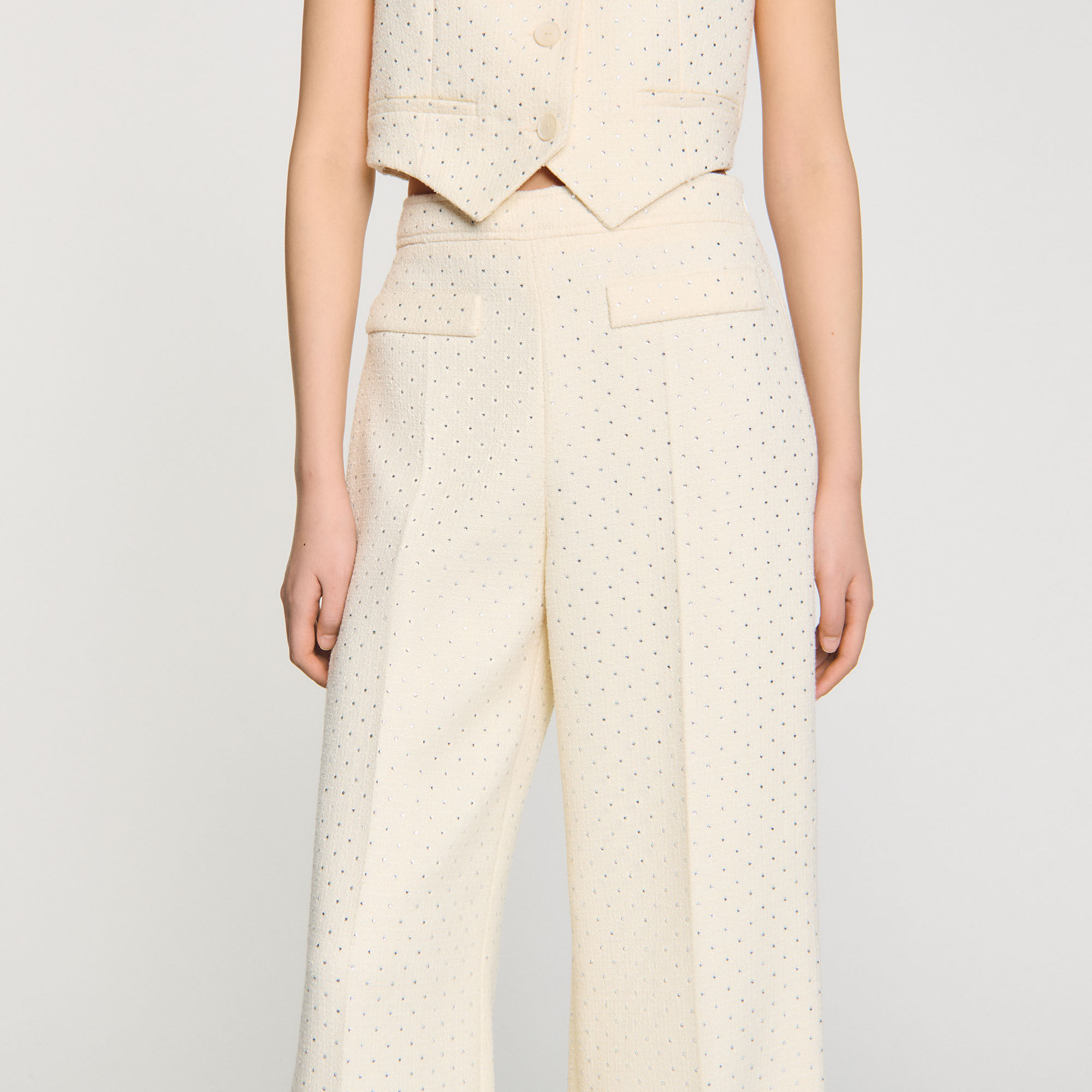 Pantalon en tweed strassé