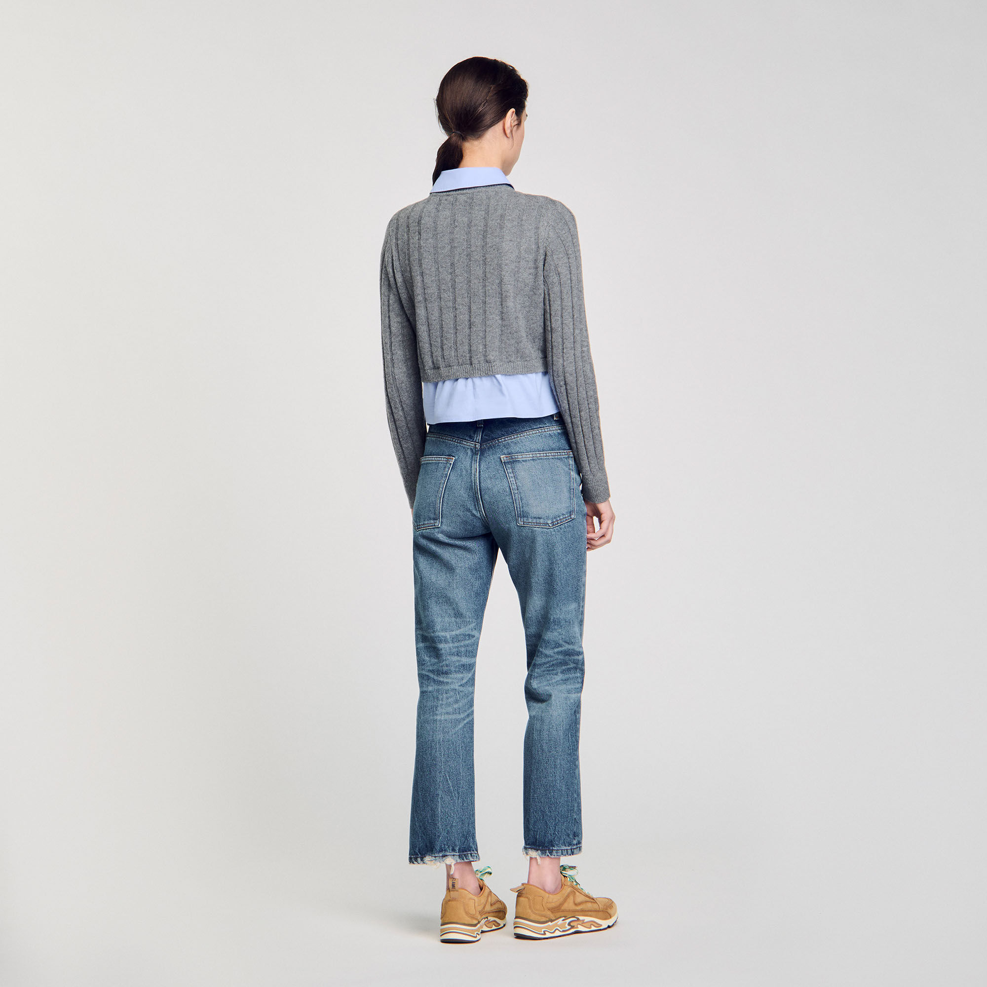 Pull court en laine et cachemire