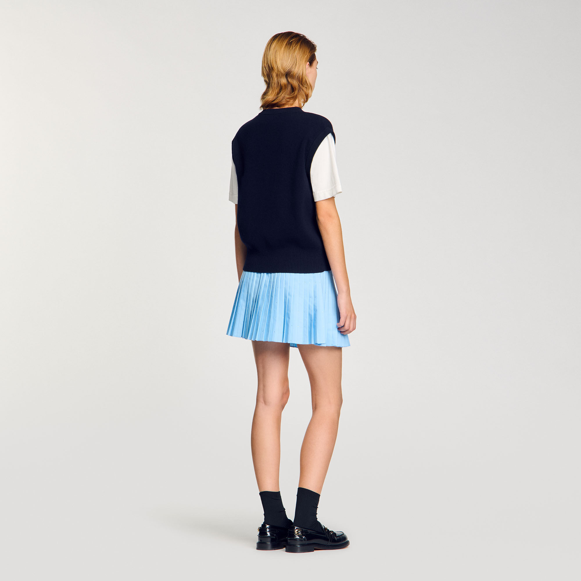 Pull bicolore en laine et cachemire 